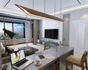 简单素雅客餐厅+厨房+卧室 max2014 带贴图+效果图