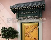 中式门上装饰瓦片屋檐 max2012 带贴图