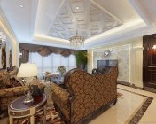 欧式别墅一楼客餐厅+玄关+厨房 max2012 带贴图+效果图-无卧室
