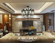 现代中式一楼客餐厅+二楼卧室 MAX2014 带贴图