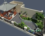 屋顶花园 带中式凉亭 max2014版 VR2.4 带贴图+效果图