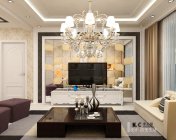 简欧客餐厅(艺术玻璃背景墙) max2011 带贴图