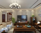 中式客厅+餐厅+玄关走廊 max2012 带贴图灯光材质+效果图