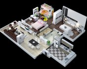 现代家装鸟瞰图模型-3DMAX2013-材质灯光贴图都有