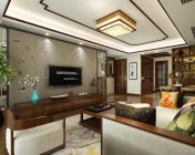 新中式客餐厅 max2010 贴图材质灯光齐全+效果图