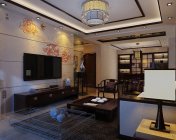新中式风格客餐厅-附贴图灯光材质-2009版本