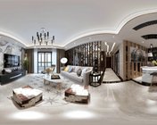 现代客厅+吧台 max2012 带贴图+全景效果图