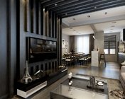 暗黑风格港式客餐厅+厨房+玄关 max2012 带贴图+效果图