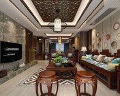 中式客餐厅+玄关 max2012 带贴图+效果图及通道图