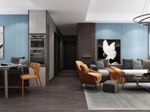 现代极简客餐厅+卧室 MAX2012 带贴图灯光材质+效果图