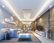 大气简洁的现代客餐厅-max2009、带贴图材质灯光+效果图