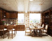 实木橱柜厨房+餐桌 max2014 带贴图+效果图
