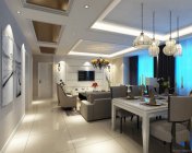 简约欧式客餐厅 MAX2014 带贴图+效果图