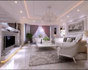 白调欧式风格客餐厅+卧室-max2009-带贴图材质灯光+效果图