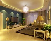 现代客厅-max2009 深蓝色调背景墙 带贴图