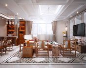 新中式客厅+餐厅+厨房+楼道+茶台 max2012 贴图灯光材质参数全