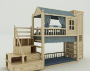 城堡式儿童房双层床 带贴图