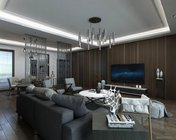 现代黑白灰客餐厅 max2017  带贴图+效果图