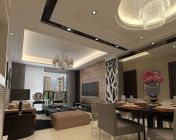 现代风格家装客餐厅 3DMAX2012 贴图材质灯光齐全