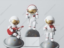 吉他、小提琴宇航员、耳麦听歌宇航员雕塑3D模型 max2014