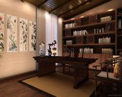 中式别墅书房-带贴图+效果图