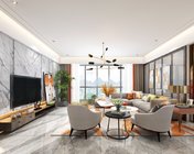 现代大户型客厅 MAX2013 带贴图+效果图