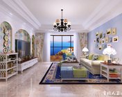 地中海风格客厅 max2012 贴图材质灯光齐全+效果图