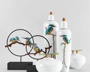 新中式装饰品、花瓶、鸟儿饰品 max2012 带贴图