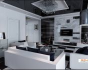 一套现代黑白灰客厅-max2014-带贴图灯光和材质+cad布置图