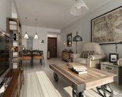 简约复古loft客餐厅 贴图灯光材质齐全 max2013