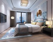 新中式卧室 max2014 带贴图+效果图