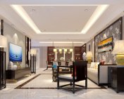 新中式客餐厅 max2011 贴图材质灯光俱全+效果图