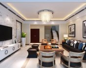 简约现代客厅+餐厅-MAX2009-贴图材质灯光相机齐全+效果图