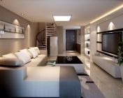 现代简约风格LOFT户型客厅+厨房-max2011-带贴图+效果图