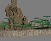 假山荷花池模型 max2009 附材质贴图