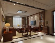 现代中式客餐厅 max2015 带贴图+效果图