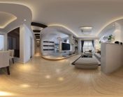 全景效果图表现-现代客厅模型-带贴图