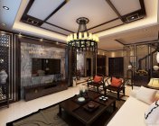 新中式客餐厅 max2012 含贴图材质灯光+效果图