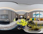 新中式客餐厅全景图 MAX2012 带贴图灯光材质+全景效果图