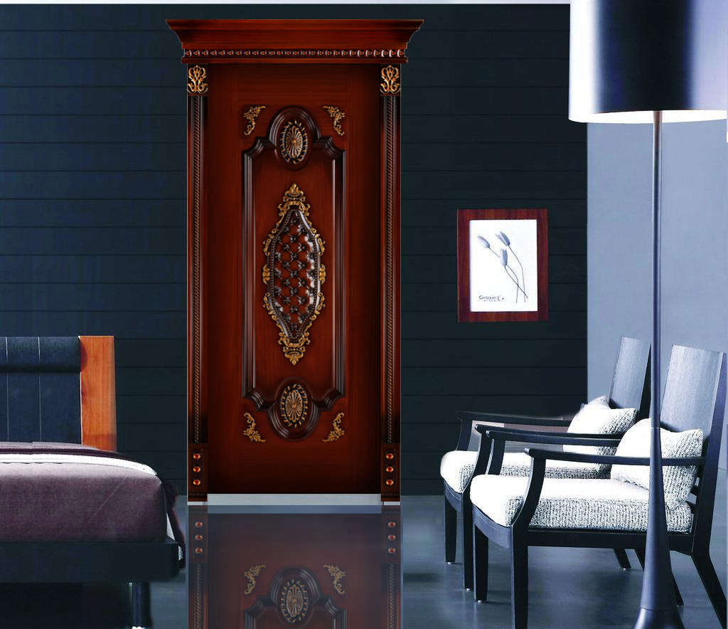 实木门加盟-雨之林浮雕木门